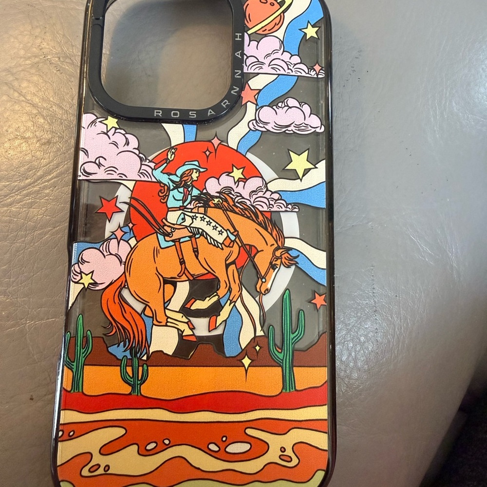 Rosanna Orange & Blue Desert Rider Phone Case iPhone 16 pro nwot